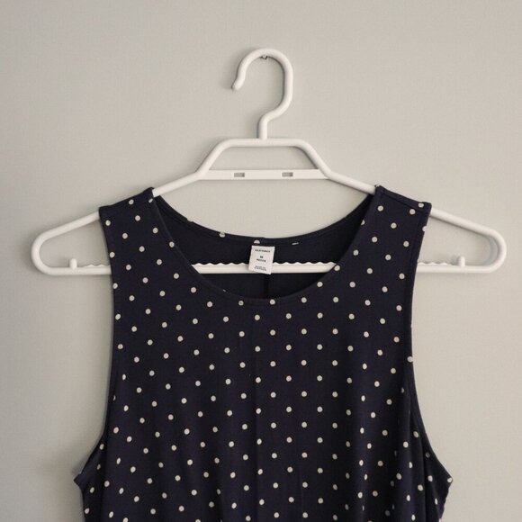 Old Navy Women's MP Blue Polka Dot Sleeveless Midi Length Casual Stretch Dress - Picture 3 of 9